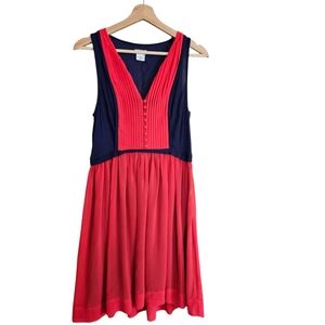 Cooperative Dress Small  Red Navy Blue Block Color Babydolly Whimsical Goth